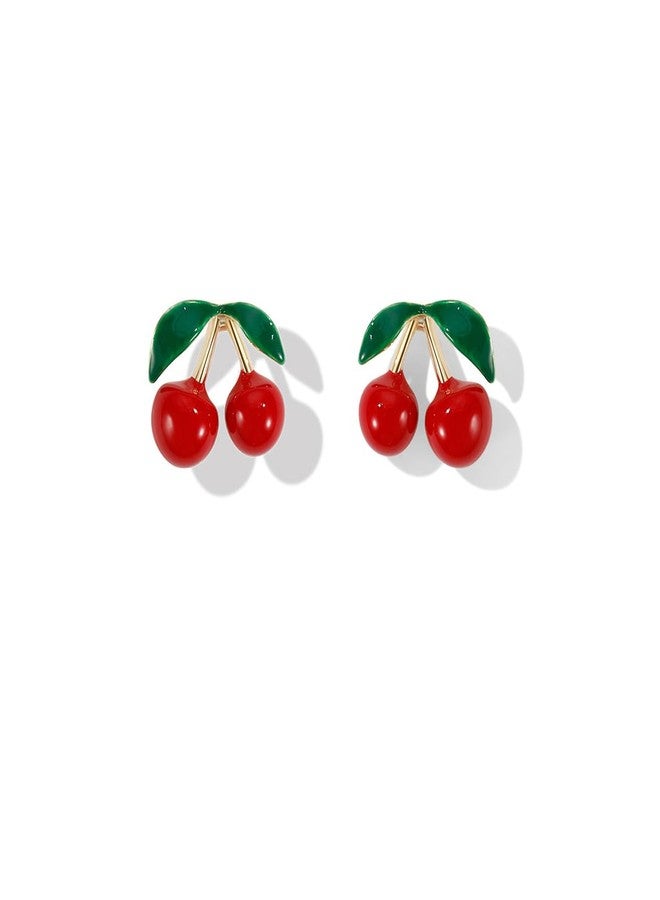 Thalireth Cherry Earrings Cute Dainty Tiny Fruit Stud Earrings For Women - Image 1